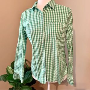Banana Republic small green gingham button down top